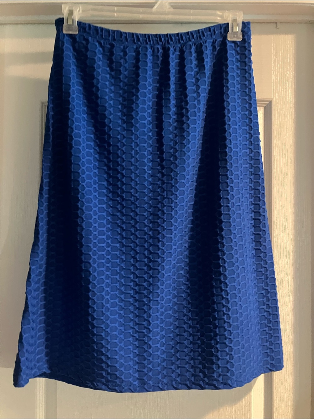 Poof! Royal Blue Textured Midi Skirt